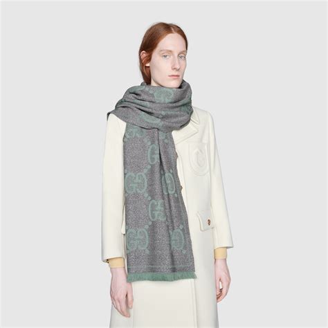 Sciarpa in jacquard di lana GG in Grigio .